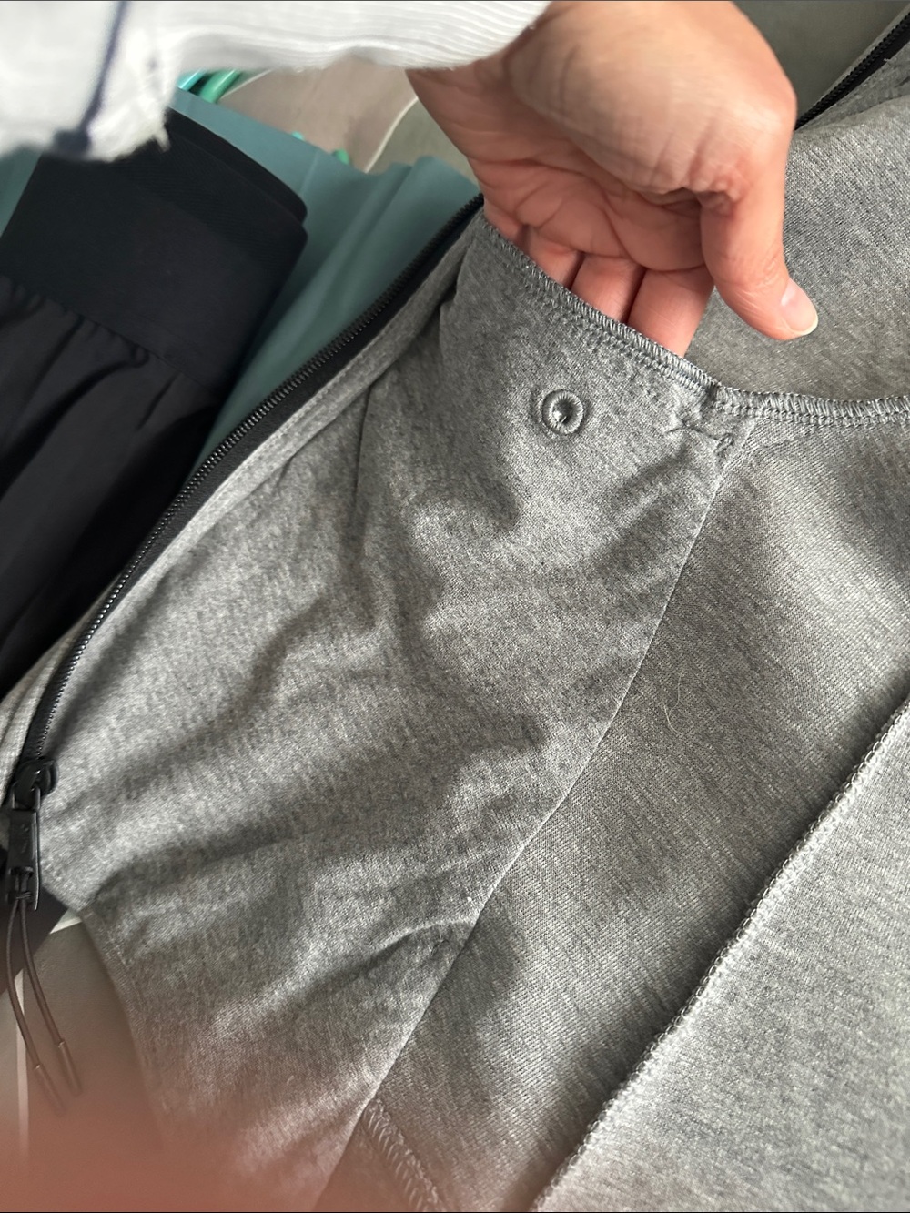 Nike Women’s Gray Zip-Up Hoodie with Black Camo Yoke - Picture 5 of 6